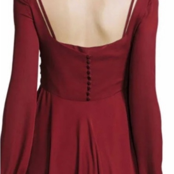 Cinq a’ Sept Fira Tiered Silk Dress Flowy Bishop Sleeves  in Pomegranate Red - Picture 7 of 12